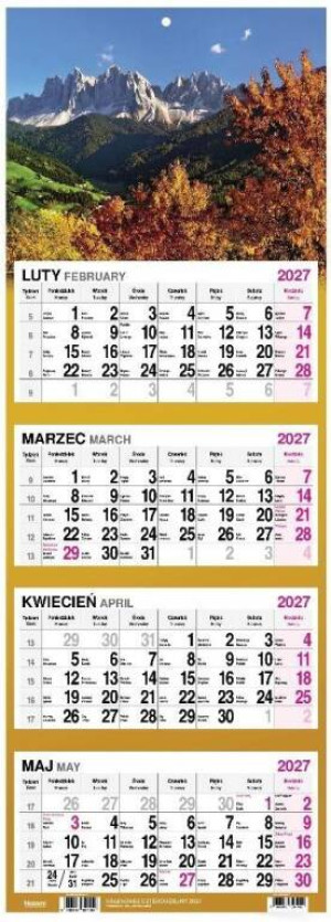 Kalendarz 2027 Czterodzielny Krajobraz górski