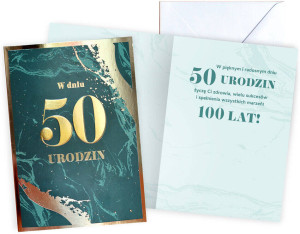 Karnet urodziny 50, B6 z kopertą