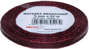 Wstążka brokatowa 6mmx22m. Czerwona