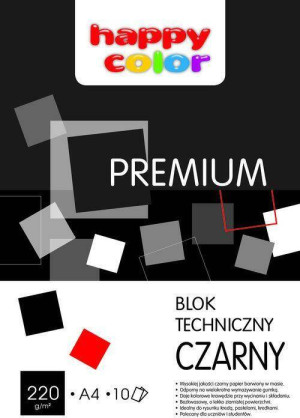 Blok techniczny czarny A4/10K. Premium Happy Color