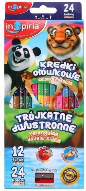 Kredki trójkątne dwustronne. 24 kolory