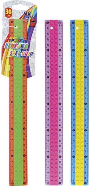 Linijka gumowany plastik 30cm dwukolorowa klocki