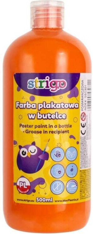 Farba plakatowa w butelce. Pomarańczowa 500ml