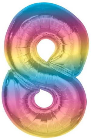 Balon foliowy cyfra 8 tęczowa Smart 92cm