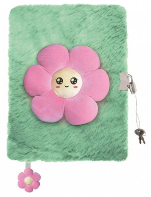 Pamiętnik z kłódką 3D włochacz PINK FLOWER A5, 96 kartek