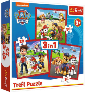 Trefl. Puzzle 3w1. Wesołe pieski. Psi Patrol