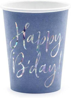 Kubeczki Happy B'day granatowy 220ml 6szt
