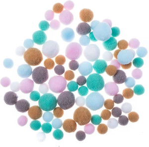 Pompony pluszowe frosty pastels 90szt mix