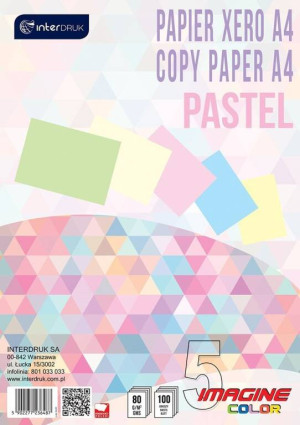 Papier ksero A4. Pastel. 5 kolorów