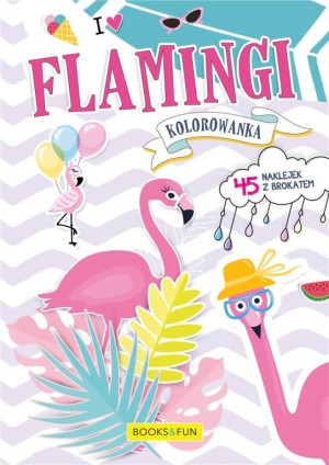 Flamingi. Kolorowanka z naklejkami.