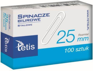 Spinacze biurowe 25mm Tetis