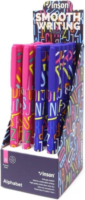 Długopis z zatyczką Fashion Alphabet nieb