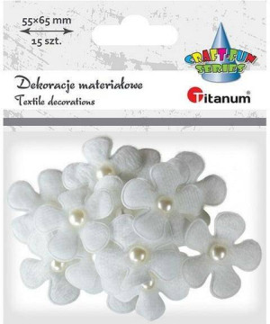 Ozdoba materiałowa. Kwiaty 3D z perełką