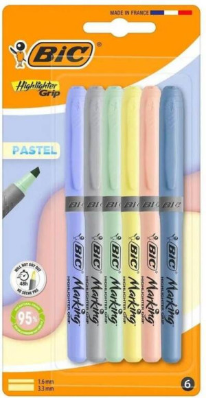 Zakreślacz Grip Pastel mix 6szt BIC