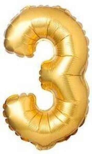 Balon foliowy. Cyfra 3. Matowy złoty 69cm