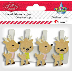 Klamerki drewniane z dekorem renifer