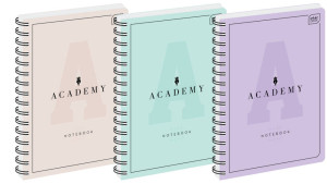 Kołozeszyt Academy Pastel. A5/100K kratka. 5 sztuk