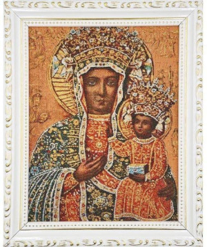 Obraz Haftowany Matka Boża Częstochowska 27,5x22cm