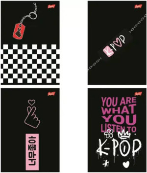 Paczka Zeszyt A5 60k.krata okładka laminowana K-Pop Vibes mix 10 sztuk
