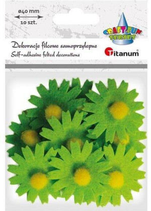 Filcowe dekoracje 3D kwiaty zielone 10szt