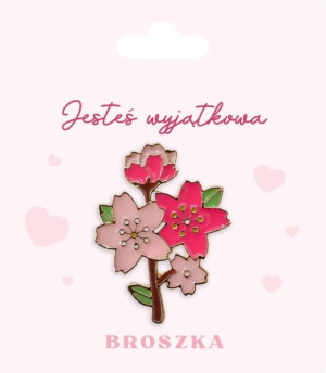 Broszka na prezent z czterema różowymi kwiatami
