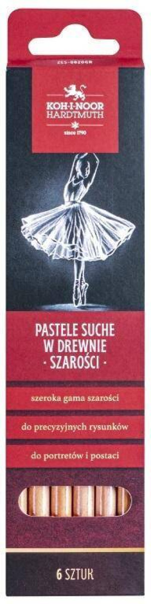 Pastele suche w drewnie. Szarości 6 szt.