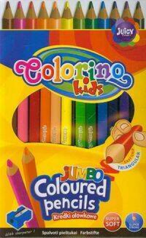 Kredki ołówkowe trójkątne jumbo. Colorino Kids. 12 kolorów
