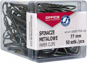Spinacze metalowe Office Products 77mm 50sztuk srebrne