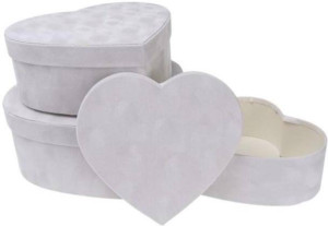 Pudełko Flower Box welur serce białe ROZETTE