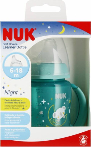 NUK. First Choice. Butelka z uchwytem 150ml. 6-18 miesięcy. Turkusowa- Koala