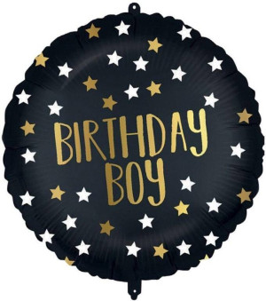 Balon foliowy Black-Gold Birthday Boy 46cm