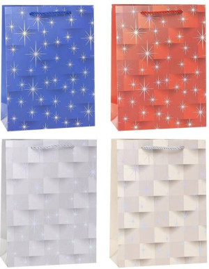 Torebka ozdobna 26x32x10cm hot-stamp mix ROZETTE