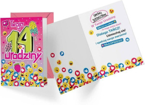 Karnet. Urodziny 14 dziewczynka