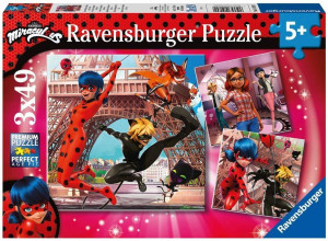 Puzzle 3x49. Miraculum. Biedronka i Czarny Kot