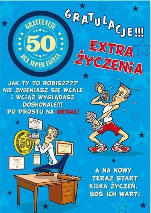 Karnet Party B6+koperta. Urodziny 50