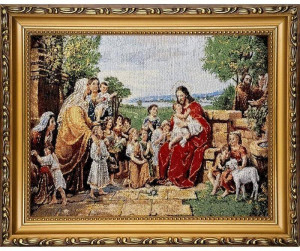 Obraz Haftowany Jezus z Dziećmi 22x27,5cm