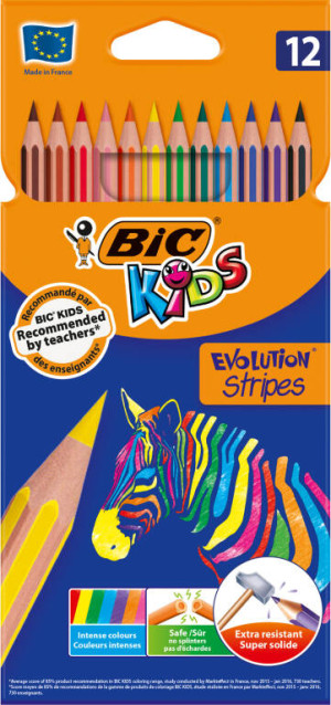Kredki ołówkowe. Evolution Stripes. 12 kolorów