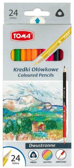 Kredki ołówkowe dwustronne 24 kolory