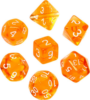 Komplet kości REBEL RPG - Mini Kryształowe - Pomarańczowe