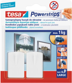 Haczyk samoprzylepny doobrazów biały 1kg 2szt