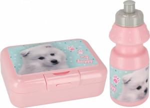 Bidon 350ml + pudełko śniadaniowe. Pieski
