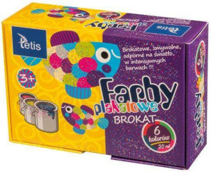 Farby plakatowe brokatowe 20ml. 6 kolorów
