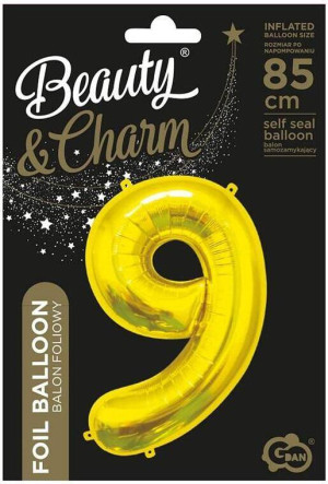 Balon foliowy 9 złoty, 85cm