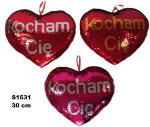 Serce cekinowe 30cm "Kocham Cię" 3 kolory 156068