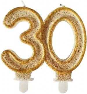 Świeczka urodzinowa 30 złoty brokat