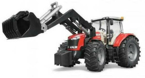 Traktor Massey Ferguson. Pojazd rolniczy z ładowarką. 7624 BRUDER