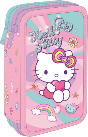 Piórnik podwójny z wyposażeniem Hello Kitty Jumper 2 Pink 1