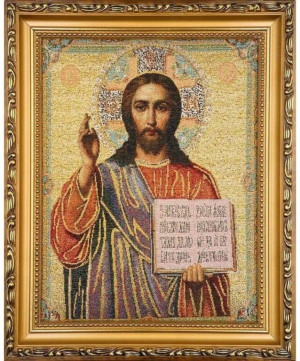 Obraz Haftowany Jezus Pantokrator 27,5x22cm