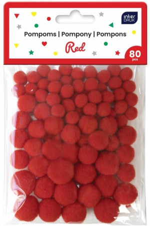 Pompony do dekoracji 80szt Red