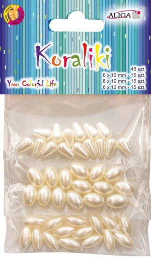 Koraliki plastikowe perłowe 45szt